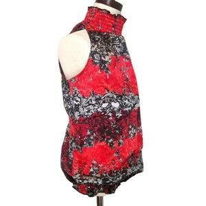 IZ Byer Red Junior Women X-Small Mock Neck Blouse Top